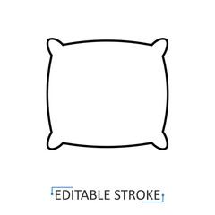A soft pillow icon in a minimalist line style with editable stroke. Home interior decor, comfortable bedroom furniture, sleep and rest accessory, cozy bedding, living room cushion.