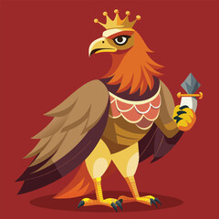 royal hawk holding a crown in its claws  elegant f.eps