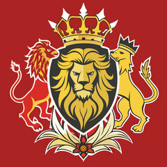 Obraz premium royal insignia with lion crown and initials.eps