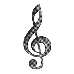 Obraz premium Textured black and white treble clef symbol