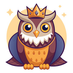 royal owl with crown  symbol of wisdom and authori.eps