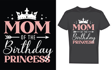 Mom of the birthday princess design featuring a loving mother embracing her child in a stylized silhouette perfect for celebrations and gifts