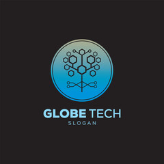 Globe tech logo , global and circle technology design template vector