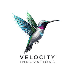 Obraz premium Minimalist Tech logo design Concept - 27 : Tech Hummingbird