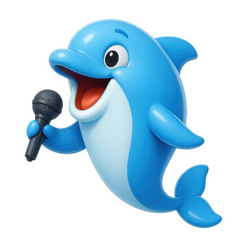PNG Animated dolphin singing joyfully.