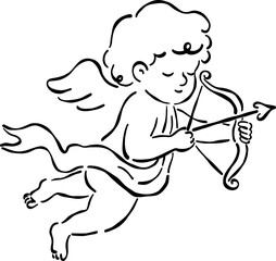 Hand Drawn Wedding Cupid, Whimsical Cherub Doodle Illustration