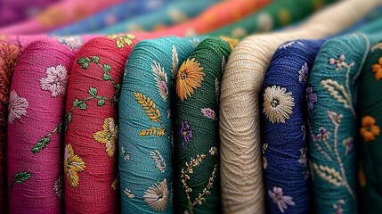 Colorful fabric scroll
