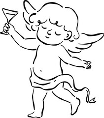 Hand Drawn Wedding Cupid, Whimsical Cherub Doodle Illustration