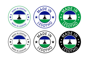 Lesotho Made in Stamp in circle with flag Vector template on white background