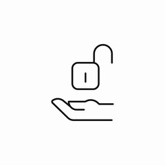 hand open padlock icon sign vector