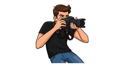 Cartoon photographer capturing the perfect shot with camera