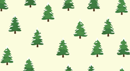 Fototapeta premium A charming winter pattern featuring evergreen trees dusted with soft snow.