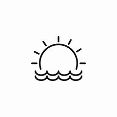 sunset over ocean icon sign vector