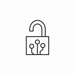 unlocked digital circuit icon sign vector