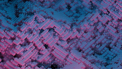 Abstract cubes shifting and transforming in a dynamic pattern. Design