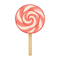 PNG Whimsical red and white lollipop.