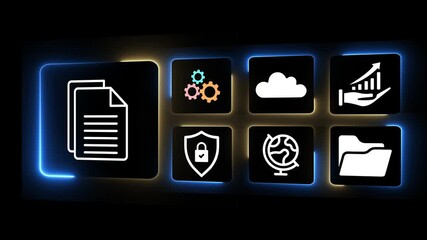 Document management system with AI technology concept on the transparent background. Records keeping, database technology, file access, doc sharing. Motion graphics of management idea. 4k video  - Powered by Adobe