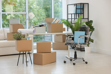 Moving boxes and furniture in new office