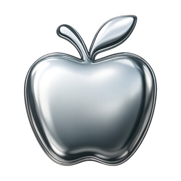 PNG Metallic apple logo design.