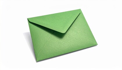 Green envelope with triangular flap sealed, centered on white background