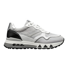 Fashionable white and gray sneaker isolated on transparent background for running