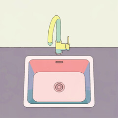 Cartoon illustration of a beautifully textured loaf of bread with a unique top design, accompanied by a sharp knife, on a light brown chopping board, symbolizing home baking and food preparation