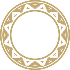 Vector golden round classic byzantine ornament. Circle, ring, border, Ancient Greece, Eastern Roman Empire frame. Decoration of the Russian Orthodox Church