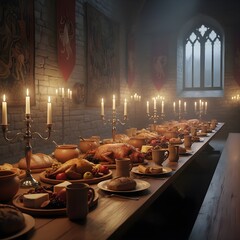 Vintage Banquet Setup with Antique Utensils