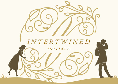 Elegant intertwined initials in gold monogram
