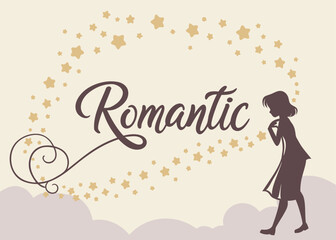 Obraz premium Golden sparkles surrounding romantic text layout 