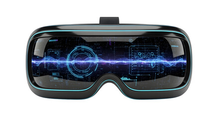 Virtual Reality (VR) Headset with Futuristic Interface Display Isolated