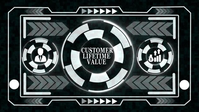 Futuristic CUSTOMER LIFETIME VALUE  Interface Animation | data protection, analytics, business growth, network security, Cybersecurity and Digital Analytics Concept.
