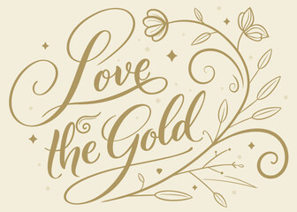 Luxury gold calligraphy quote on cream texture
