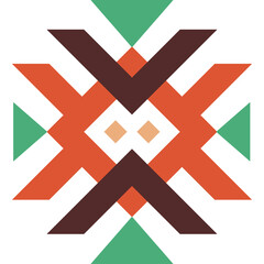 Native American Geometric Pattern with Aztec Ethnic Motif and Earth Tone Colors on Transparent Background Detailed Vector Art