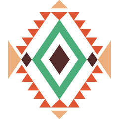 Navajo Inspired Geometric Diamond Pattern With Teal Orange Brown And Tan Colors Ethnic Tribal Art Abstract Design