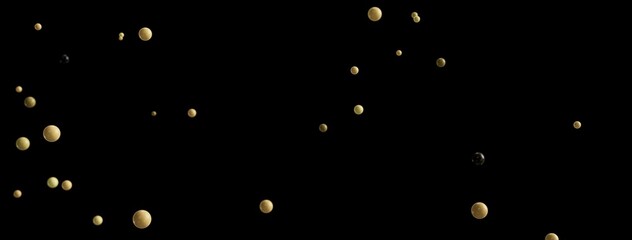 High-resolution stock photo of abstract gold and black bubbles floating on a black background. Perfect for design projects.