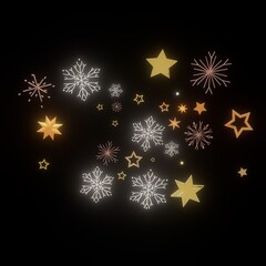Festive winter background with gold stars and snowflakes. Perfect for Christmas, New Year, and holiday designs.