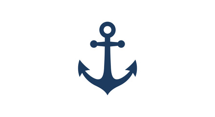 Nautical anchor symbol on simple white background