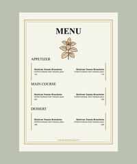 design minimalism restaurant menu elegant