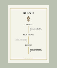 design minimalism restaurant menu elegant