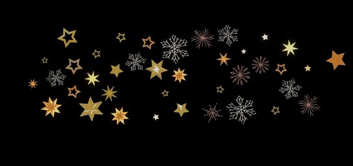 Beautiful winter background with gold stars and snowflakes. Perfect for Christmas, New Year, and holiday designs.
