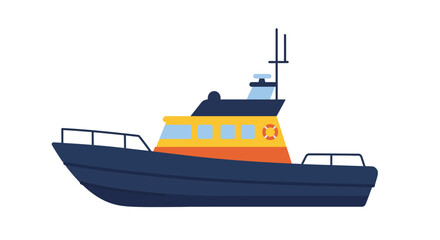 Colorful flat design motorboat isolated on white