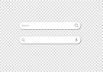 Search browser bar boxes button, with shadow on transparent background stock vector