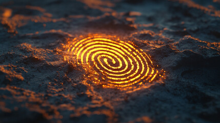 Hyperrealistic close-up of a fingerprint illuminated by a phone’s glow, emphasizing identity, biometric security, technology, and digital authentication in modern devices.
