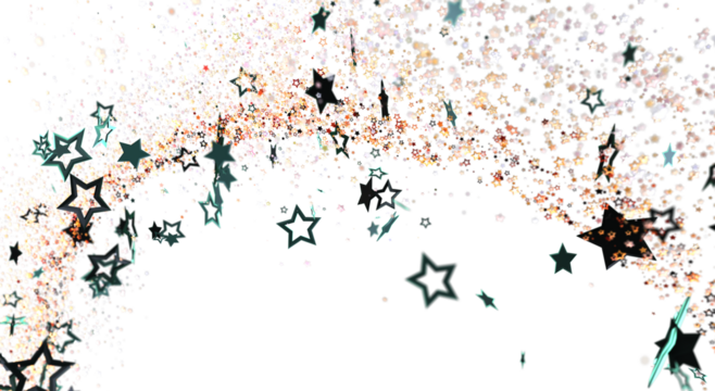 Abstract background with dark green stars and small sparkles on white background. Perfect for designs related to celebration, party, or night ev