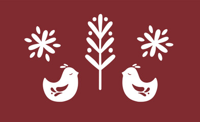 Bird and flower rustic vector illustration