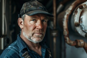 Obraz premium Mature man working in industrial setting