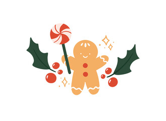 Gingerbread man cookies vector illustration