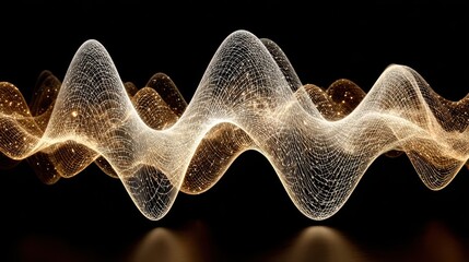 Quantum Superposition State: Overlapping wave function collapse illustrated as translucent sine waves
