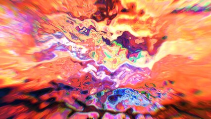 Psychedelic liquid abstract background creating colorful chaotic motion